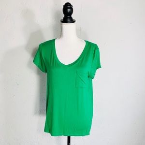 CABLE AND GAUGE V-Neck Pocket Tee Green  L